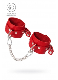 Красные мягкие кожаные оковы с люверсами - Pecado - купить с доставкой в Волжском