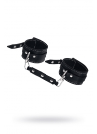 Черные двухслойные кожаные оковы с белой строчкой - Pecado - купить с доставкой в Волжском