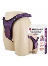 Фиолетовые трусики харнесс с платформой Caludio III - Baile - купить с доставкой в Волжском