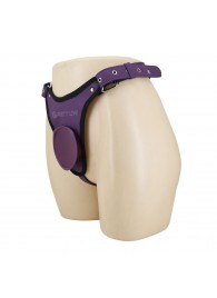 Фиолетовые трусики харнесс с платформой Caludio III - Baile - купить с доставкой в Волжском