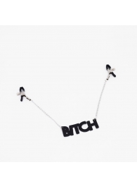 Зажимы на соски с кожаной подвеской Bitch - Crazy Handmade - купить с доставкой в Волжском