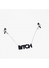 Зажимы на соски с кожаной подвеской Bitch - Crazy Handmade - купить с доставкой в Волжском