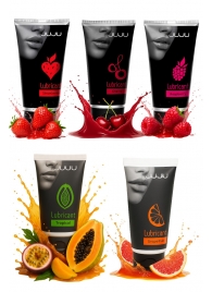 Набор из 5 съедобных лубрикантов JUJU (клубника, малина, тропические фрукты, вишня, грейпфрут) - JuJu - купить с доставкой в Волжском