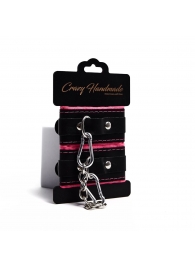 Черно-розовые скругленные наручники с мягкой подкладкой - Crazy Handmade - купить с доставкой в Волжском