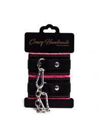 Черно-розовые скругленные наручники с мягкой подкладкой - Crazy Handmade - купить с доставкой в Волжском