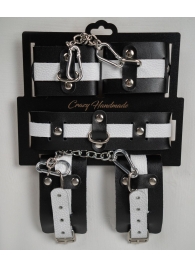 Набор фиксаторов из черной и белой натуральной кожи - Crazy Handmade - купить с доставкой в Волжском