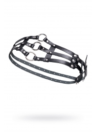 Черный кожаный пояс с кольцами - Pecado - купить с доставкой в Волжском