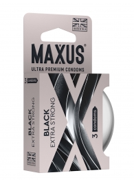Черные утолщенные презервативы MAXUS Extra Strong с железным кейсом - 3 шт. - Maxus - купить с доставкой в Волжском