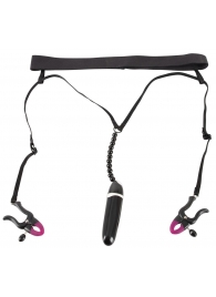 Женские вибростринги с зажимами для половых губ Spreader String with Vibrator - Orion - купить с доставкой в Волжском