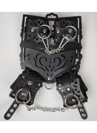 Черный ажурный кожаный набор фиксаций - Crazy Handmade - купить с доставкой в Волжском