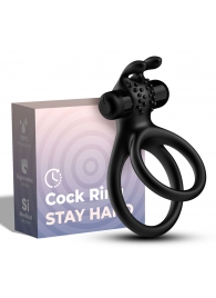Черное эрекционное виброкольцо с подхватом мошонки Stay Hard - Boys of Toys - в Волжском купить с доставкой