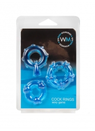 Набор из 3 синих эрекционных колец с различным рельефом - Erowoman-Eroman - в Волжском купить с доставкой
