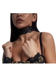 Черный ажурный чокер с золотистой фурнитурой - Crazy Handmade - купить с доставкой в Волжском