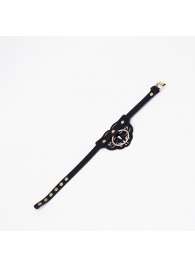 Черный чокер с клепками и золотистой фурнитурой - Crazy Handmade - купить с доставкой в Волжском