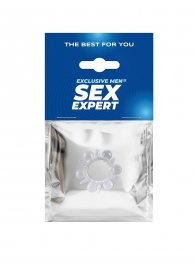 Прозрачное эрекционное кольцо с шариками и шипами - Sex Expert - в Волжском купить с доставкой