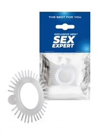 Эластичное эрекционное кольцо с шипиками и шариком - Sex Expert - в Волжском купить с доставкой