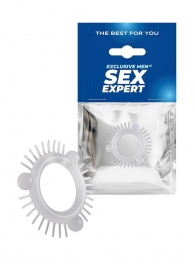 Эластичное эрекционное кольцо с 3 шариками и шипами - Sex Expert - в Волжском купить с доставкой