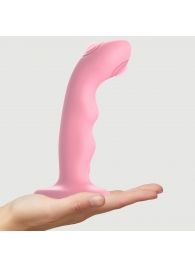 Розовая насадка-стимулятор Strap-On-Me Tapping Dildo Wave - Strap-on-me - купить с доставкой в Волжском