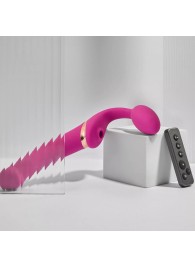 Ярко-розовый безремневой страпон Multi Orgasm Bendable Strap-On size XL с клиторальной стимуляцией - Strap-on-me - купить с доставкой в Волжском