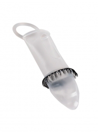 Закрытая насадка на пенис с подхватом мошонки и стимулирующими «ресничками» - Sextaz - в Волжском купить с доставкой