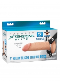 Телесный пустотелый фаллопротез 5’’ Hollow Silicone Strap-On - 14 см. - Pipedream - купить с доставкой в Волжском