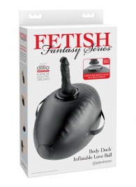 Черный надувной мяч с платформой для фиксации дилдо Body Dock Inflatable Love Ball - Pipedream - купить с доставкой в Волжском