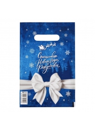 Сине-белый подарочный новогодний пакет с вырубной ручкой (20х30 см) - Сима-Ленд - купить с доставкой в Волжском