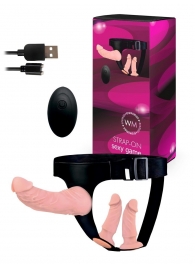 Женский страпон с 3 насадками и вибрацией - Erowoman-Eroman - купить с доставкой в Волжском