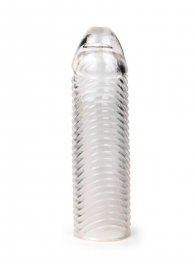 Прозрачная закрытая насадка на пенис с ребрышками - 16 см. - Sex Expert - в Волжском купить с доставкой