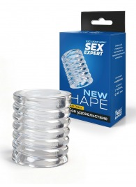 Прозрачная сквозная насадка на пенис с ребрышками - Sex Expert - в Волжском купить с доставкой