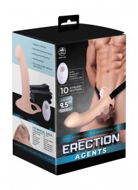Телесный полый страпон с вибрацией Erection Agents - 24,1 см. - NMC - купить с доставкой в Волжском