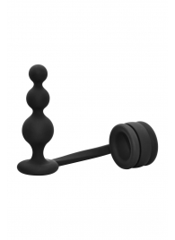 Черное эрекционное кольцо с анальной елочкой Cockring With Beaded Anal Plug - Dream Toys - в Волжском купить с доставкой