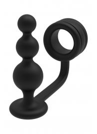 Черное эрекционное кольцо с анальной елочкой Cockring With Beaded Anal Plug - Dream Toys - в Волжском купить с доставкой