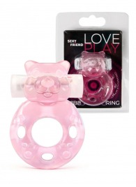 Розовое эрекционное виброкольцо в форме мишки - 1137 - в Волжском купить с доставкой