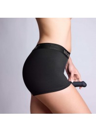 Черные трусики-боксеры для фиксации насадок Strap-on-me Harness Lingerie Allure - size XL - Strap-on-me - купить с доставкой в Волжском