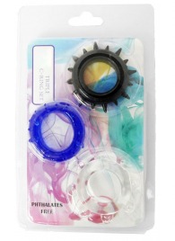 Набор из 3 эрекционных колец разного цвета и рельефа - Boys of Toys - в Волжском купить с доставкой