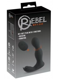 Черная анальная пробка с вибрацией, вращением и пультом ДУ RC Butt Plug with 2 Functions - Orion - в Волжском купить с доставкой