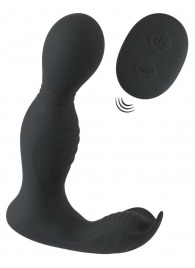 Черная анальная пробка с вибрацией, вращением и пультом ДУ RC Butt Plug with 2 Functions - Orion - в Волжском купить с доставкой