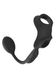 Черное виброкольцо с анальной пробкой Cock Ring with RC Butt Plug - Orion - в Волжском купить с доставкой