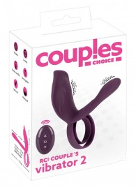 Фиолетовая насадка на член с клиторальным отростком и пультом ДУ RC Couple’s Vibrator 2 - Orion - в Волжском купить с доставкой