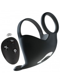 Черная вибронасадка для эрекции и стимуляции мошонки Cock ring with RC ball massager - Orion - в Волжском купить с доставкой