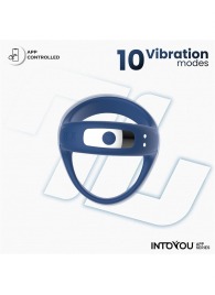 Синее интерактивное эрекционное виброкольцо Rank - Intoyou - в Волжском купить с доставкой