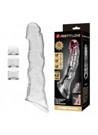 Прозрачный фаллоудлинитель с 3 вставками - 28 см. - Baile - в Волжском купить с доставкой