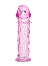 Гладкая розовая насадка с усиками под головкой - 12,5 см. - Toyfa Basic - в Волжском купить с доставкой