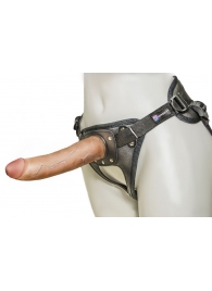 Насадка-фаллоимитатор на кожаных трусиках Harness Ultra Realistic 7  - 18 см. - LOVETOY (А-Полимер) - купить с доставкой в Волжском