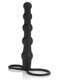 Насадка на пенис для двойного проникновения Silicone Beaded Double Rider - 14 см. - California Exotic Novelties - в Волжском купить с доставкой