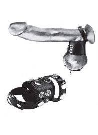 Утяжка на пенис и мошонку Cock Ring With 1.5  Ball Stretcher And Optional Weight Ring - BlueLine - купить с доставкой в Волжском