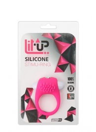 Розовое эрекционное кольцо с щеточкой LIT-UP SILICONE STIMU RING 5 - Dream Toys - в Волжском купить с доставкой