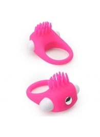 Розовое эрекционное кольцо с щеточкой LIT-UP SILICONE STIMU RING 5 - Dream Toys - в Волжском купить с доставкой