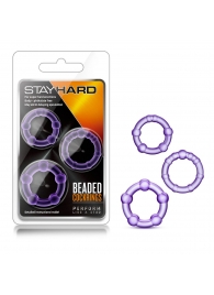 Набор из 3 фиолетовых эрекционных колец Stay Hard Beaded Cockrings - Blush Novelties - в Волжском купить с доставкой